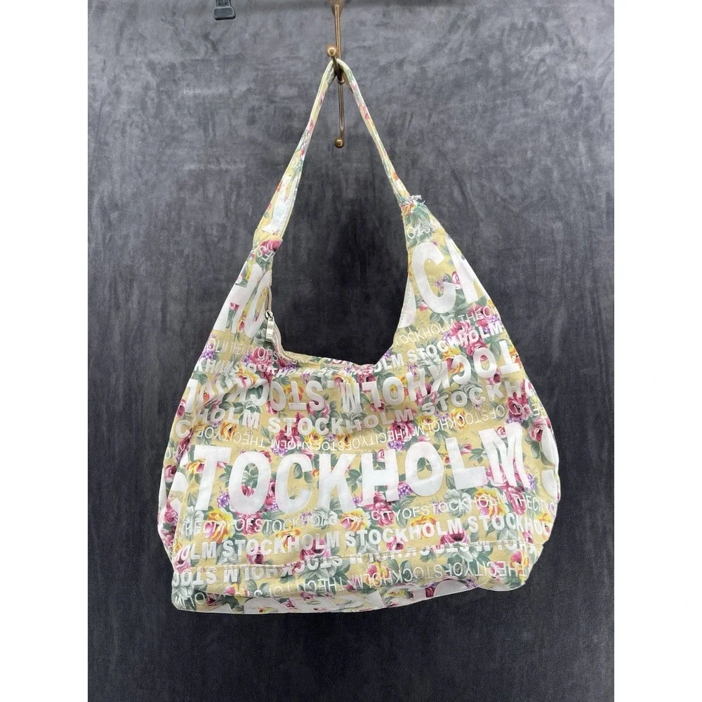 Robin Ruth Stockholm Sweden Floral Canvas Hobo Shoulder Bag Souvenir Travel